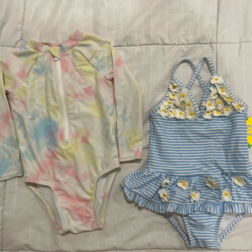 Baby Girl Toddler 18 Month Bathing Suit Swim Flowers Tye Dye Cute Fashion